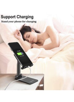 TYCOM Cell Phone Stand Adjustable phone holder for Desk Foldable Desktop Tablet Stand Holder Double Adjustable Mobile stand Phone Tablet Holder Black.  - Image 3