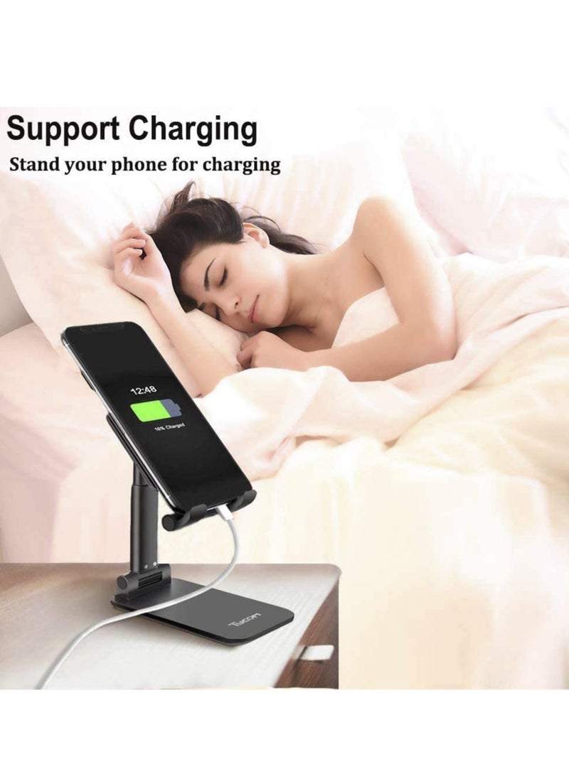 TYCOM Cell Phone Stand Adjustable phone holder for Desk Foldable Desktop Tablet Stand Holder Double Adjustable Mobile stand Phone Tablet Holder Black.  - Image 3