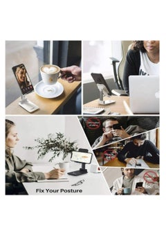 TYCOM Cell Phone Stand Adjustable phone holder for Desk Foldable Desktop Tablet Stand Holder Double Adjustable Mobile stand Phone Tablet Holder Black.  - Image 5