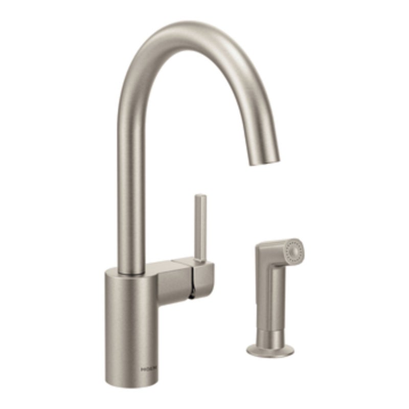 Moen 7165SRS Align One-Handle High-Arc Modern Kitchen Faucet with Side Spray, Spot Resist Stainless - Image 1
