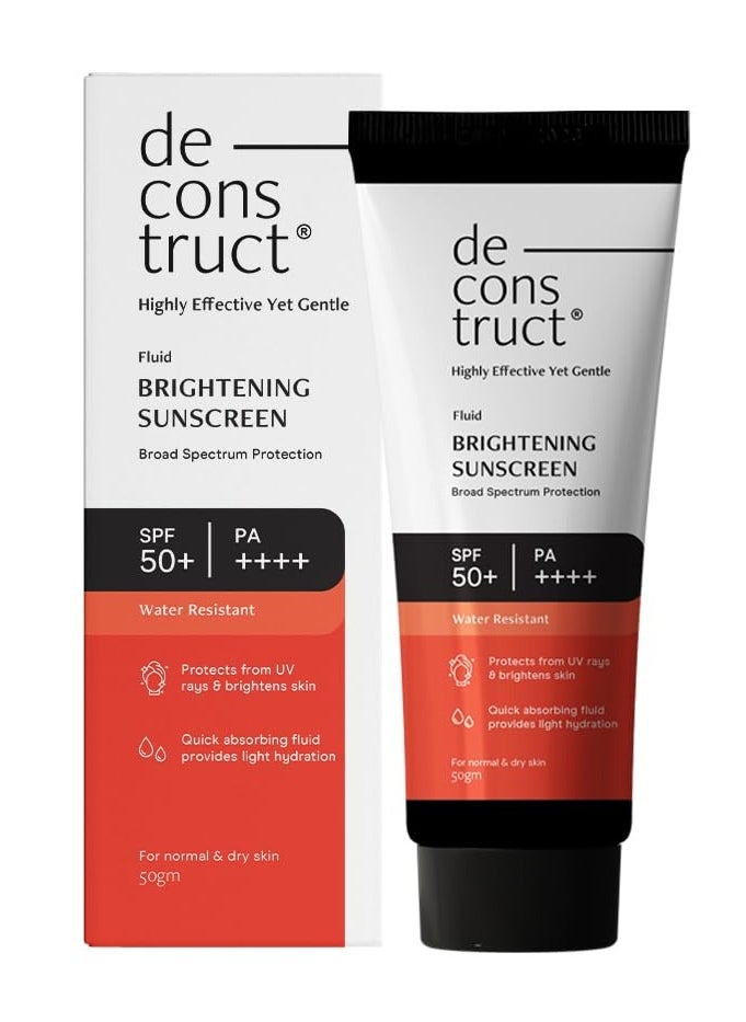 ديكونستركت - تفكيك واقي الشمس المشرق SPF 50+ و PA++++ | واقي شمسي ندى يدوم لمدة 8 ساعات | للبشرة الجافة | مقاوم للماء، لا يحتوي على قالب أبيض، سريع الامتصاص | للنساء والرجال | 50 جم - Image 1