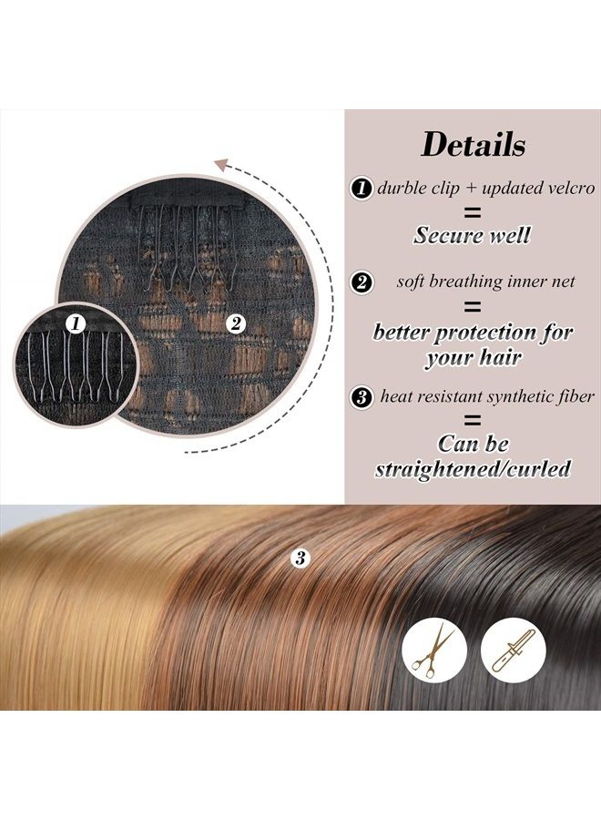 BARSDAR 24 inch Ponytail Extension Long Straight Wrap Around Clip in Synthetic Fiber Hair for Women - Golden Brown - Image 5