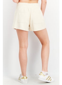 Splendid Women Side Pocket Drawstring Basic Shorts, Beige  - Image 2