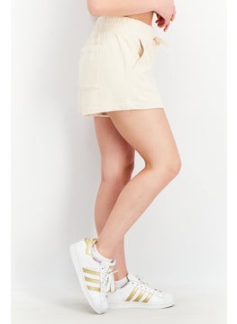 Splendid Women Side Pocket Drawstring Basic Shorts, Beige  - Image 4