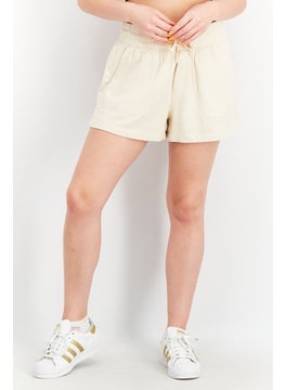 Splendid Women Side Pocket Drawstring Basic Shorts, Beige  - Image 1