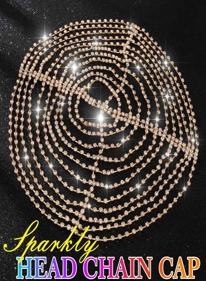 CAKURE 1920s Crystal Cap Headpiece Flapper Cap Head Jewelry Roaring 20s Hair Chain Headpiece Rhinestone Head Chain Jewelry Art Deco Party Hair Accesories for Women (a-gold, one size) - Image 2