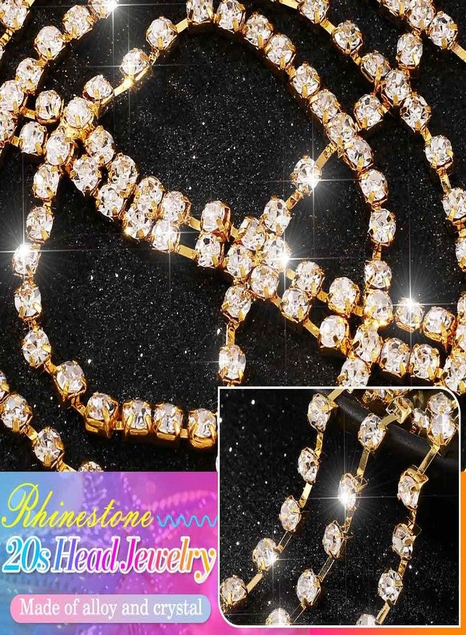 CAKURE 1920s Crystal Cap Headpiece Flapper Cap Head Jewelry Roaring 20s Hair Chain Headpiece Rhinestone Head Chain Jewelry Art Deco Party Hair Accesories for Women (a-gold, one size) - Image 4