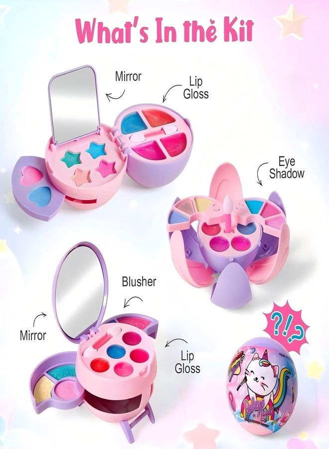 Cleboen 12 Pack Kids Makeup Blind Ball Party Favors - Surprise Cosmetic Blind Balls with Lip Gloss, Eyeshadow & Sponge Blusher (3 Styles, 2 with Mirrors), Party Favors Supplies Gifts for Girls - Image 3