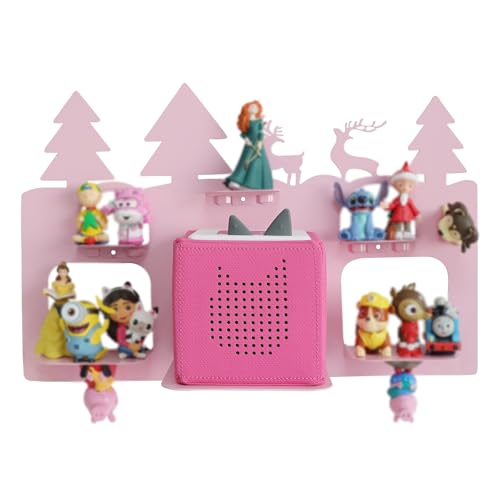Demao Storage Shelf for Toniebox and Figures, Metal Figure Shelf for Tonies Storage,43x30cm Wall Magnetic Shelves Store Up to 20-30 pcs,Metal Display Rack in Children's Room Decoration- Pink Forest - Image 1
