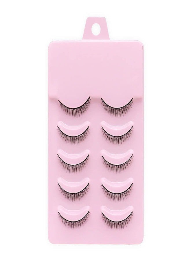 DPWOUM 5Pcs False Eyelashes Short Fake Mink Lashes Enlarge Eyes Natural Perfect Fitting Artificial Fiber Extensions Eye Lashes Fake Lashes,False Eyelashes and Adhesives, Women's Make Up Tools(8mm) - Image 1