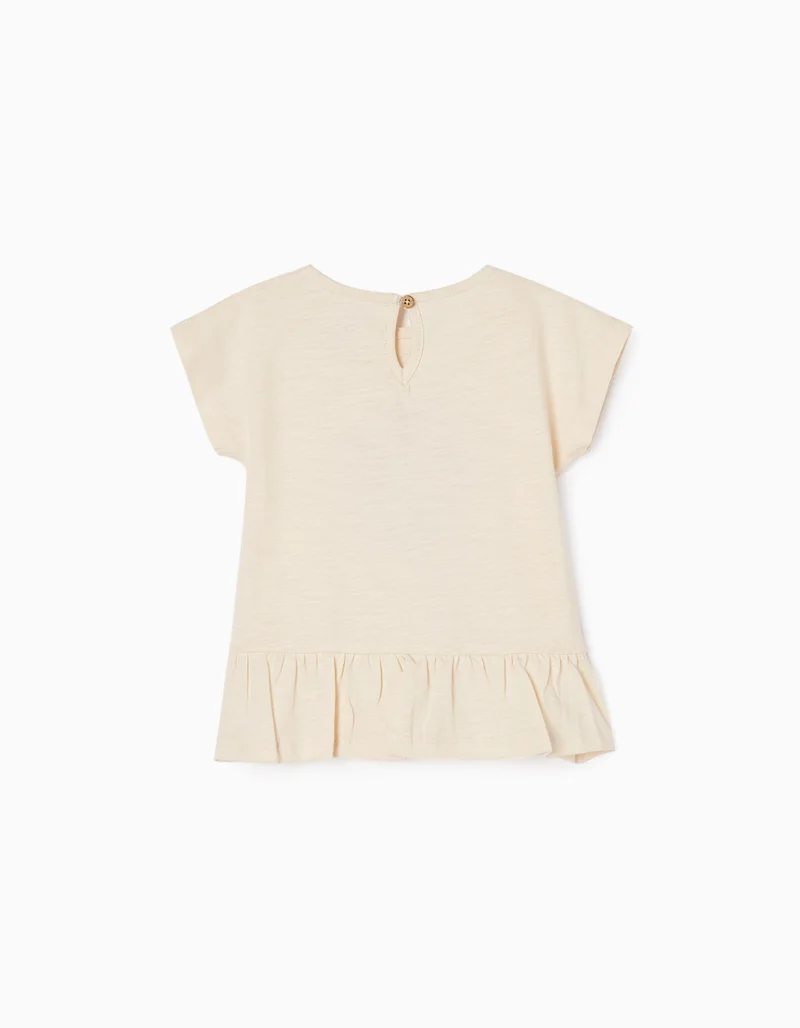 Zippy Cotton T-shirt for Baby Girls 'Indian Flowers', Beige