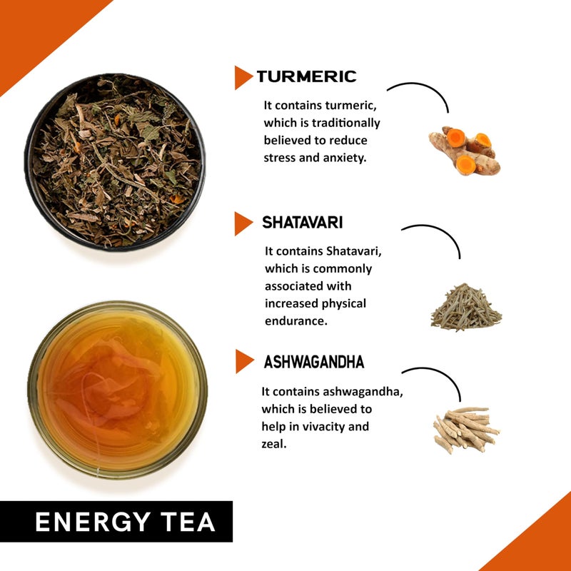 Teacurry Energy Tea (6 Month Pack | 180 Tea Bags) - Blend of Herbs for Energy | Get a Refreshing Start to your Mornings - Image 3