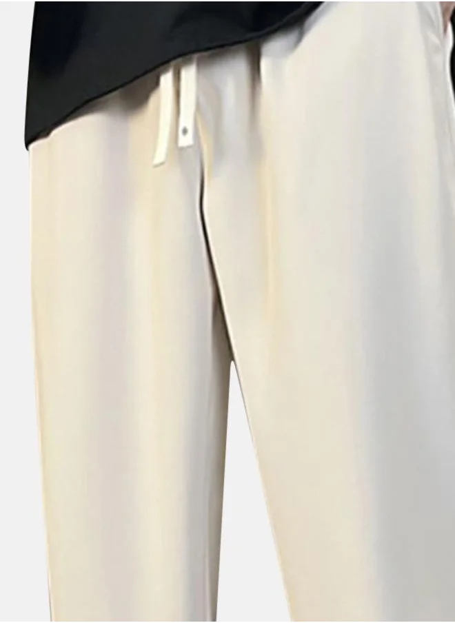 YUNIQEE White Wrinkle Free Pleated Trousers