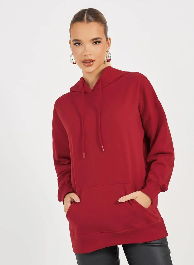Styli Oversized Longline Back Slogan Hoodie