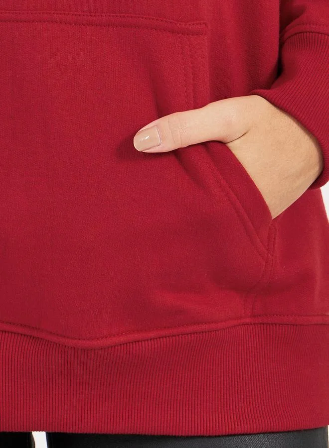 Styli Oversized Longline Back Slogan Hoodie
