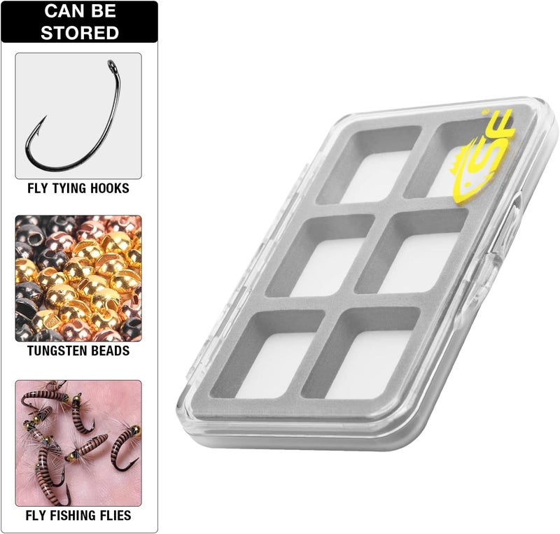 sf. Small Magnetic Fly Box Slim Floatable for Fly Fishing Super Thin Fishing Boxes Clear Multi 6 Compartments Tackle Box Small for Fly Hooks Fly Tying Beads - Image 5