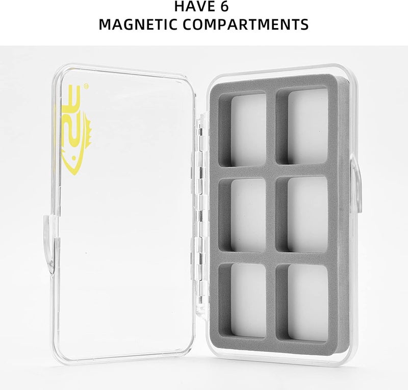 sf. Small Magnetic Fly Box Slim Floatable for Fly Fishing Super Thin Fishing Boxes Clear Multi 6 Compartments Tackle Box Small for Fly Hooks Fly Tying Beads - Image 3