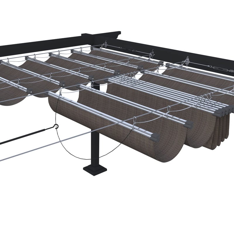 ECOOPTS غطاء شمس قابل للسحب ECOOPTS 3x16 مظلة شمسية لحديقة الشرفة والفناء والساحة الخارجية بني