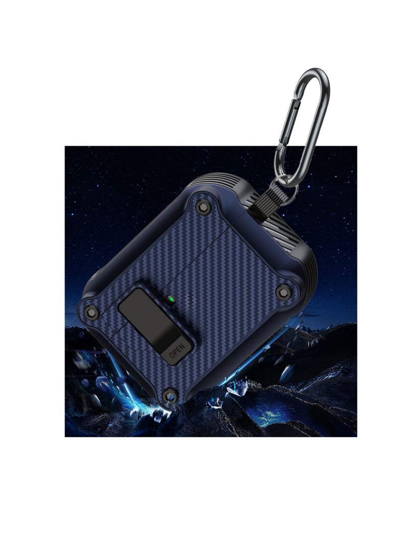 حافظة لجهاز Airpods4 بقفل مع سلسلة مفاتيح وغطاء واقٍ مدرع عسكري متين للرجال والنساء، غطاء مقاوم للصدمات (أخضر) - Image 4