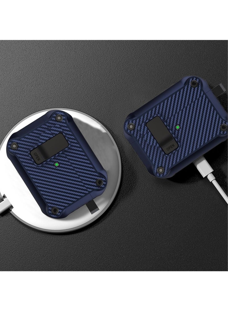 حافظة لجهاز Airpods4 بقفل مع سلسلة مفاتيح وغطاء واقٍ مدرع عسكري متين للرجال والنساء، غطاء مقاوم للصدمات (أخضر) - Image 5