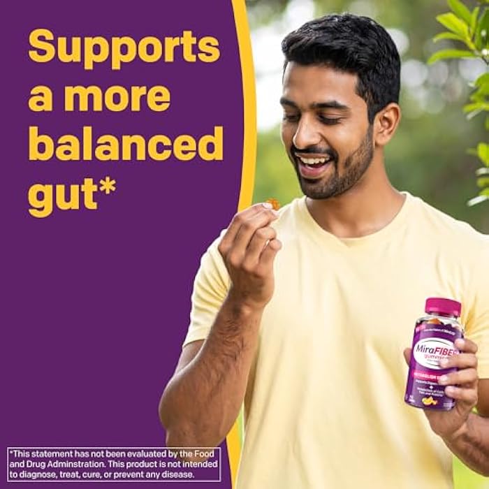 MiraLAX MiraFIBER Gummies from the Makers of MiraLAX, 8g of Daily Fiber Per Serving, Metabolism Support with B Vitamins, Gut Health for Men & Women, Prebiotic Fiber Gummies for Adults, Mixed Fruit Flavor 72Ct - Image 5