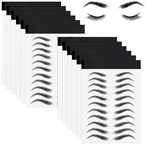 Maitys 12 Sheets 108 Pairs 4D Hair Like Waterproof Eyebrow Tattoos Stickers Temporary Transfer Brows Decal Peel off Fake Eyebrow Sticker Instant Authentic Brow Decal for WomenClassic Style - Image 1