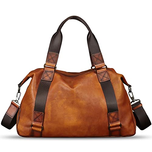 IVTG Genuine Leather Messenger Bag for Men Top Handle Handbag Crossbody Sling Laptop Bag Vintage Travel Business Briefcase (Brown) - Image 1
