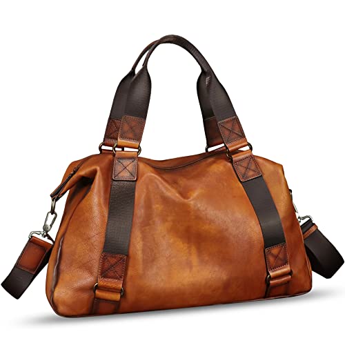 IVTG Genuine Leather Messenger Bag for Men Top Handle Handbag Crossbody Sling Laptop Bag Vintage Travel Business Briefcase (Brown) - Image 2
