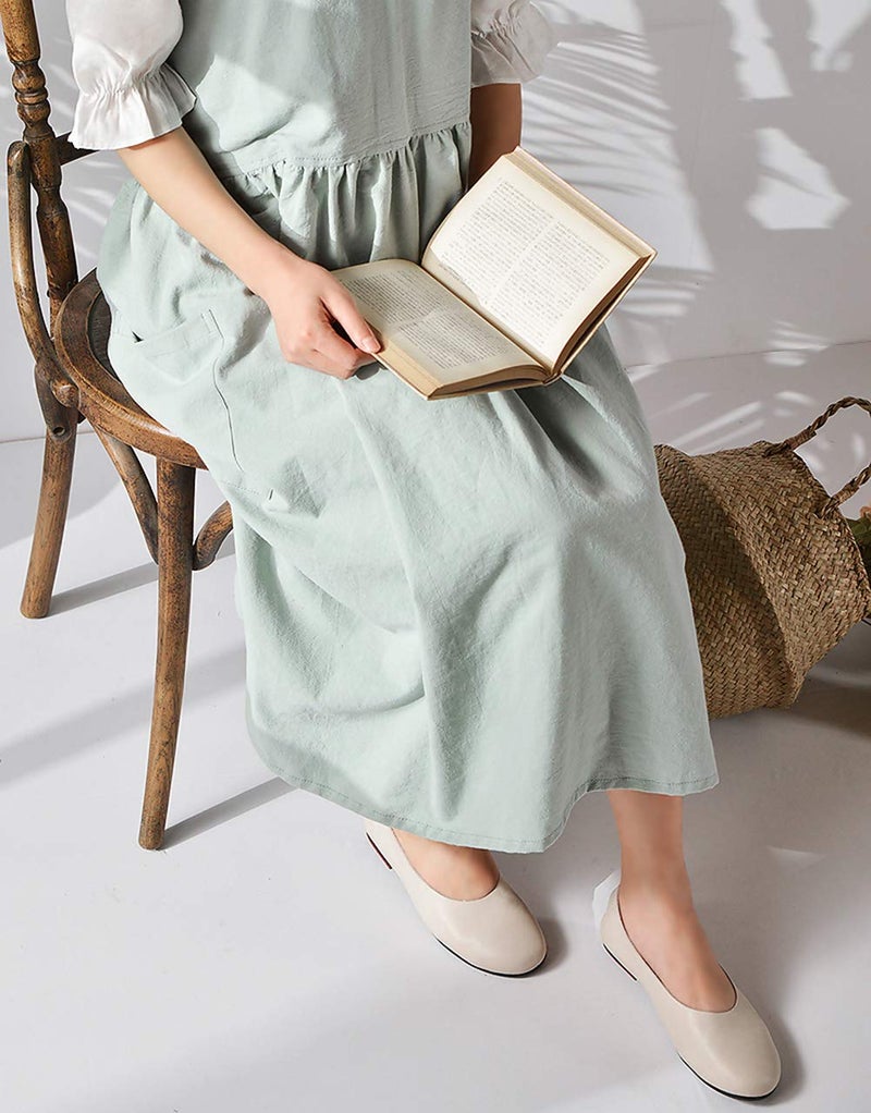 NEWGEM Cotton Linen Cross Back Apron for Women with Pockets for Cooking Gardening Turquoise without Waist Ties - Image 5