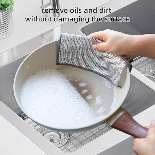 NAMUVA Non-Scratch Steel Wire Dish Wash Cloth Pack of 30, Reusable Mesh Dishwashing Rags for Utensils, Dishes, Sinks & Counters, Wet & Dry Cleaning Scrubber - Image 2