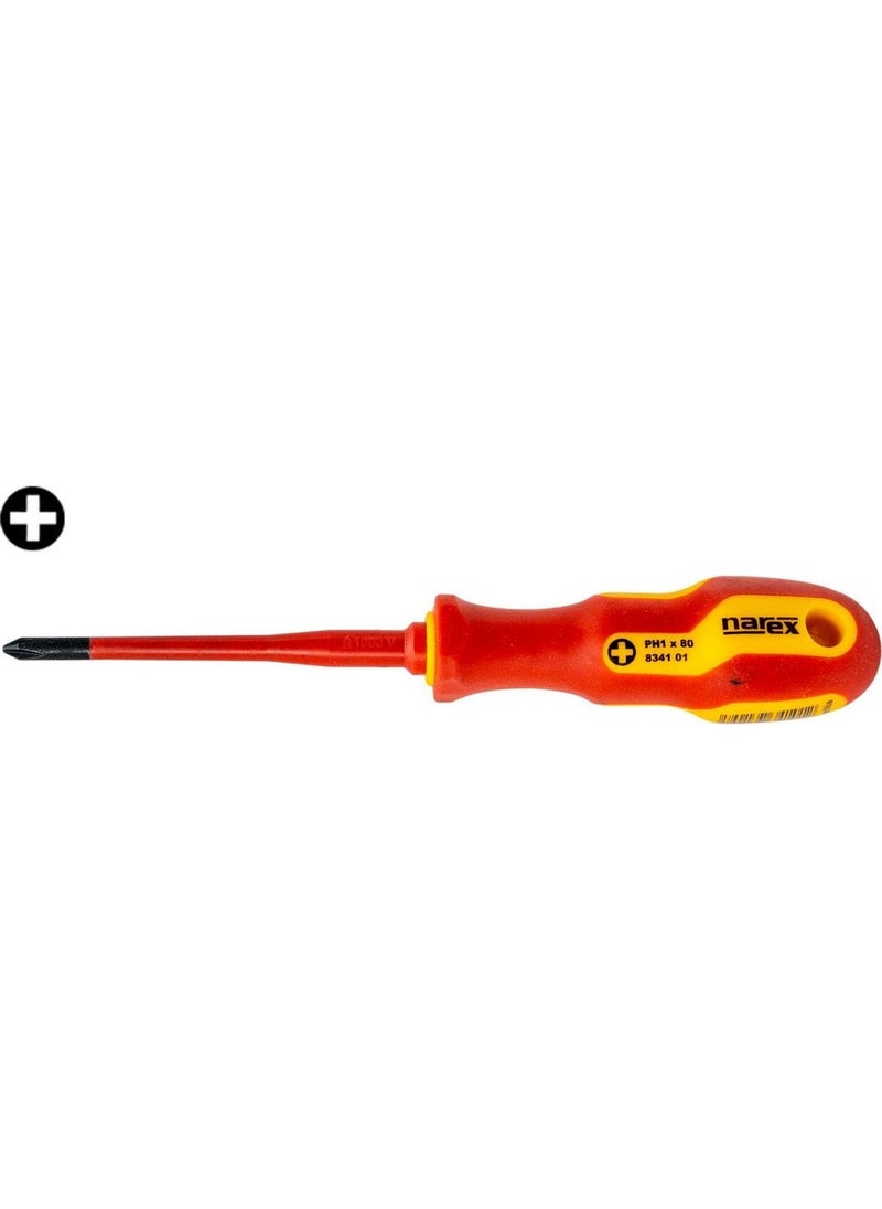 NAREX 834101 Slim Series Electrician Insulated Phillips Screwdriver PH1X80 mm  - Image 1