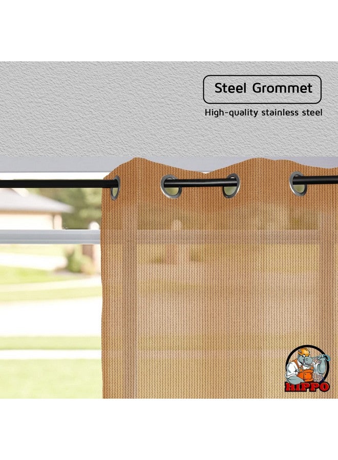 Hippo HIPPO 150 GSM Outdoor Sun Blocking Balcony Eyelet/Grommet Curtains Sun & UV Protection, Light Filtering 9FT Long Door Curtain (3FTX9FT, Beige-Brown, 2 PC) - Image 4