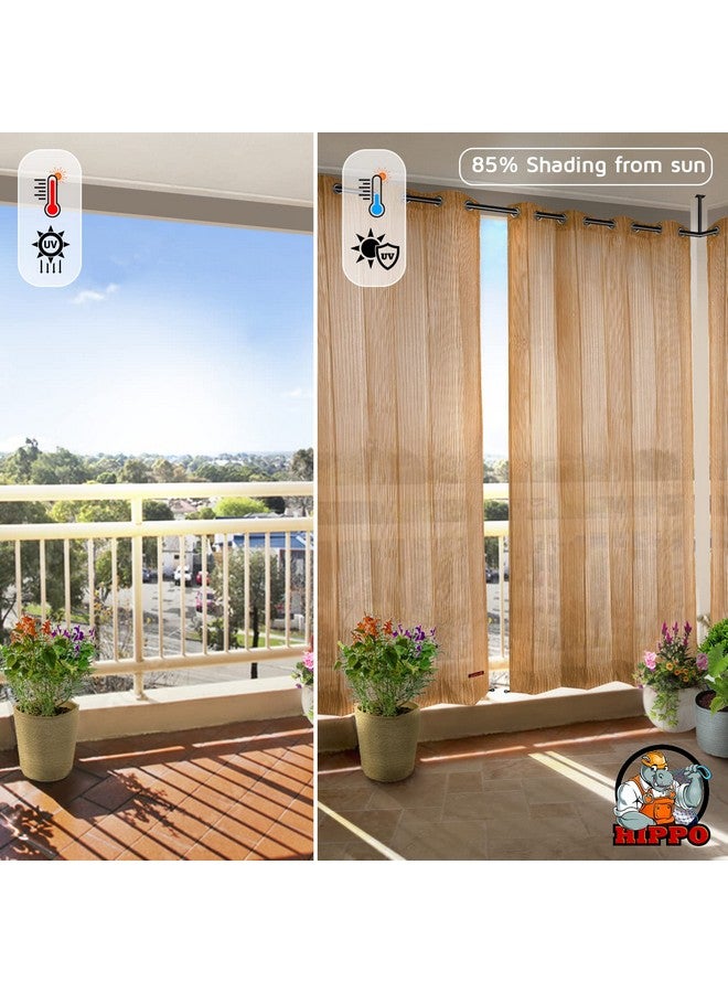 Hippo HIPPO 150 GSM Outdoor Sun Blocking Balcony Eyelet/Grommet Curtains Sun & UV Protection, Light Filtering 9FT Long Door Curtain (3FTX9FT, Beige-Brown, 2 PC) - Image 2
