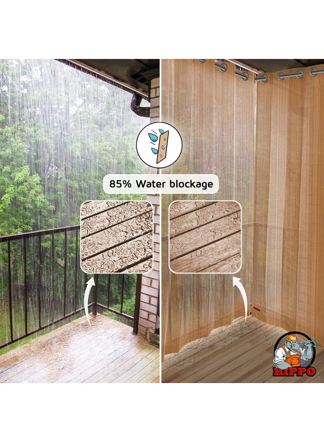 Hippo HIPPO 150 GSM Outdoor Sun Blocking Balcony Eyelet/Grommet Curtains Sun & UV Protection, Light Filtering 9FT Long Door Curtain (3FTX9FT, Beige-Brown, 2 PC) - Image 3