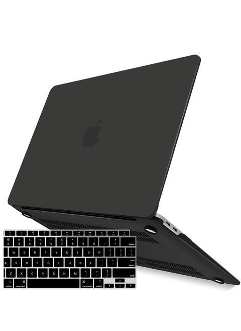 New MacBook Air 13 inch Case 2022 2021 2020 M1 A2337 A2179 A1932 Plastic Hard Shell Case with Keyboard Cover for Mac Retina Display with Touch ID Black
