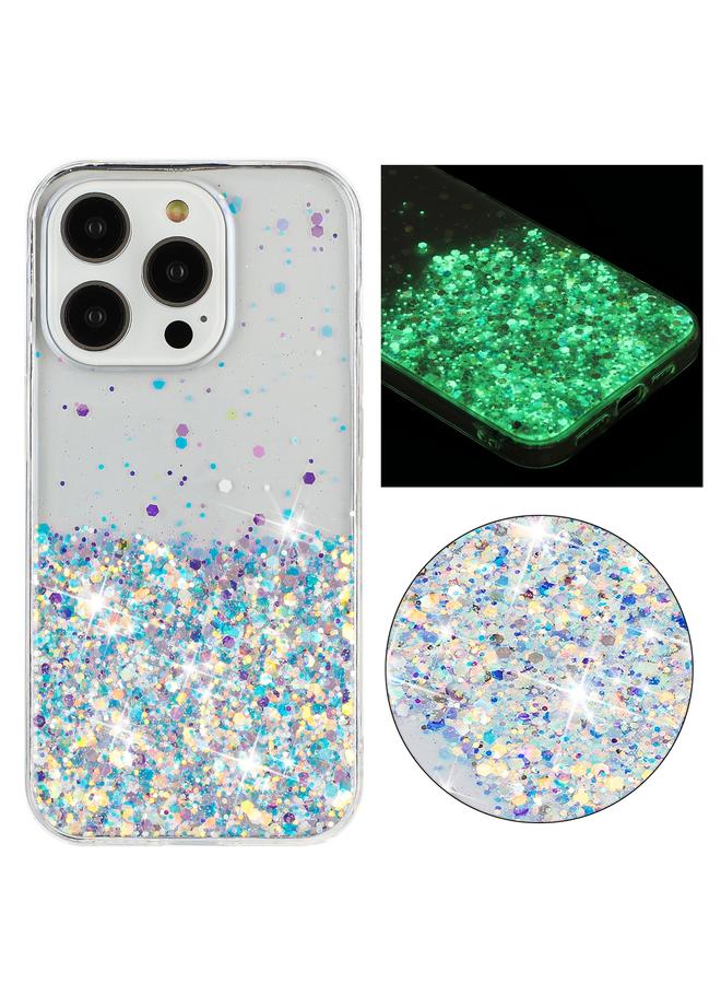 Zaboon Case For iPhone 13 Pro Max Transparent Frame Noctilucent Glitter Powder TPU Phone Case - Image 1