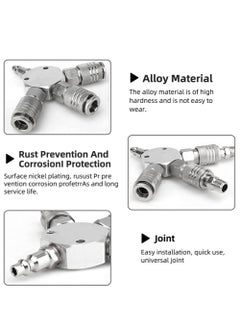 SYOSI SYOSI Quick Coupling Distributor, 3-Way Air Hose Distributor, 1/4 Inch Pneumatic Connection Quick Coupling, 3-Way Manifold with 3 Pieces Industrial Coupler and Plug, Quick Connect Fittings  - Image 3