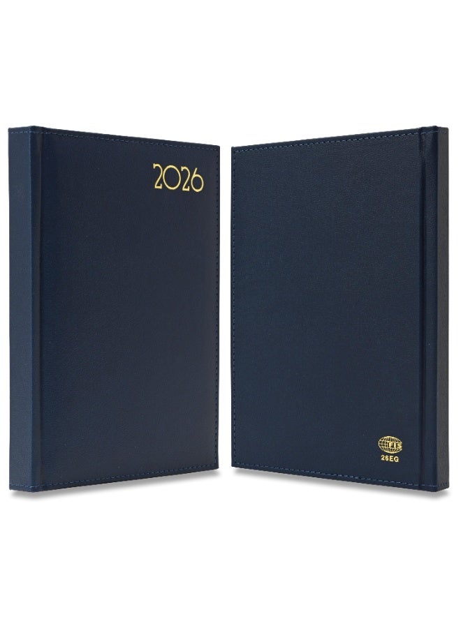 FIS 2026 Diary, Golden A5 Size Diary(148x210mm), Italian PU Materials, 1 Side Padded & Sewn Cover, Gilded Edges, English, 70gsm Italian Ivory Paper, Blue Color-FSDI26EG26BL - Image 2