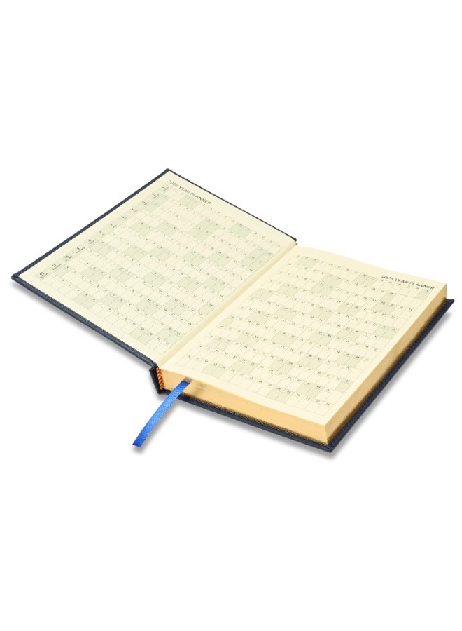 FIS 2026 Diary, Golden A5 Size Diary(148x210mm), Italian PU Materials, 1 Side Padded & Sewn Cover, Gilded Edges, English, 70gsm Italian Ivory Paper, Blue Color-FSDI26EG26BL - Image 3
