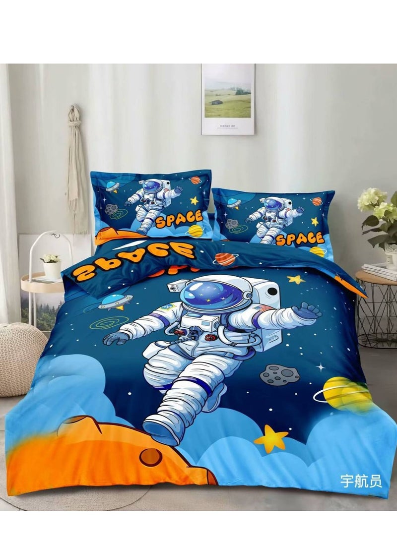 بيج طقم لحاف مفرد 4 قطع 160×210 سم، مقاس ملاءة سرير (120×200)+30 سم، قطن وبوليستر، شخصية كرتونية