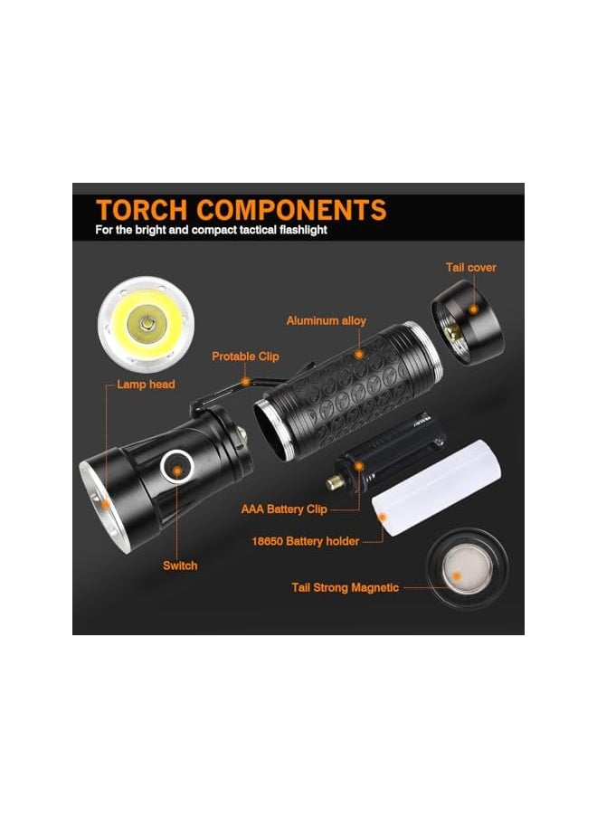 PROMASS promass Handheld Flashlight 120000 Lumen T6+COB LED Magnetic Torch 2 Color Lights (Red & White) 4 Modes 90° Rotation Work Light Rechargeable Powerful Portable Torch for Camping Hiking Emergency  - Image 5