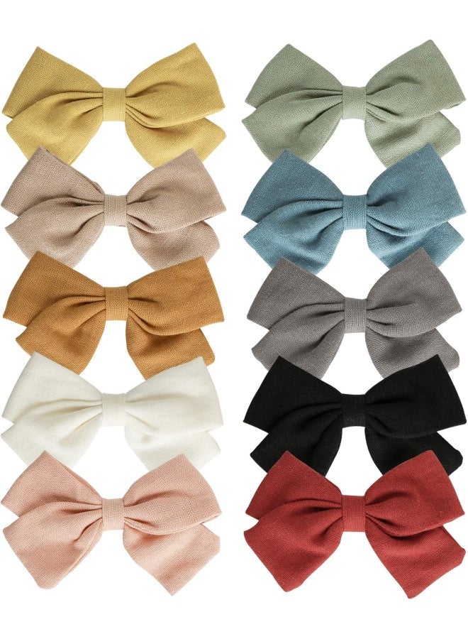 JoCoDesigns Baby Girl Hair Clips Bows Barrettes 10 Pack Fully Lined Alligator Clip 3.4 Inch Hair Accessories for Little Girls Toddler Kids Children - Image 1