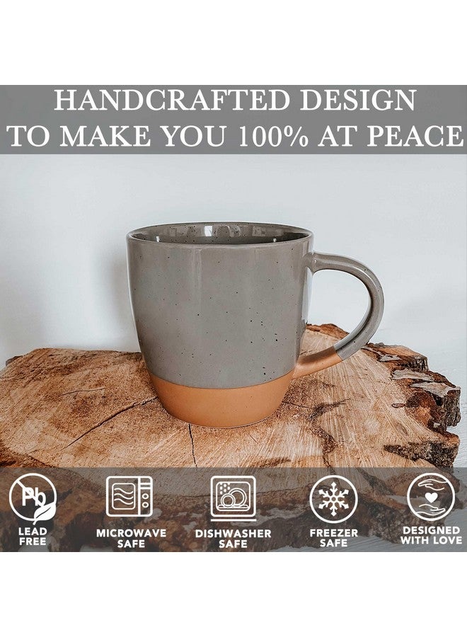 Mora Ceramic Large Latte Mug Set of 4, 16oz - Microwavable, Porcelain Coffee Cups With Big Handle - Modern, Boho, Unique Style For Any Kitchen. Microwave Safe Stoneware - Assorted Neutrals - Image 4