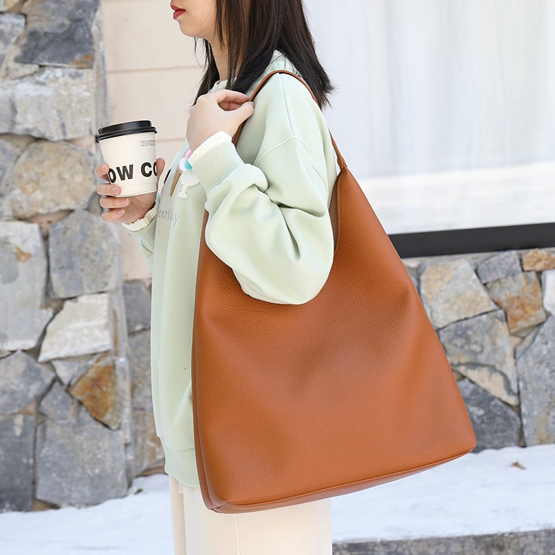 Women's Japanese Retro PU Leather Large Capacity 2-Piece Shoulder Bag Set - Image 4