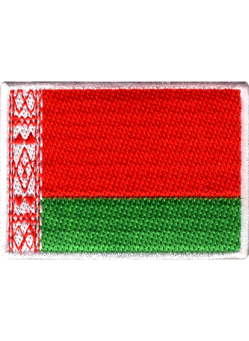 Artist Unknown - Belarus Flag Applique Embroidered Sweing Patch Suitable for Jackets, Bags, T-Shirts, Jeans, Pants, Outdoor Clothing ; Size: 7cm x 5cm ; Imported from Malaysia (1 Piece). - Image 1