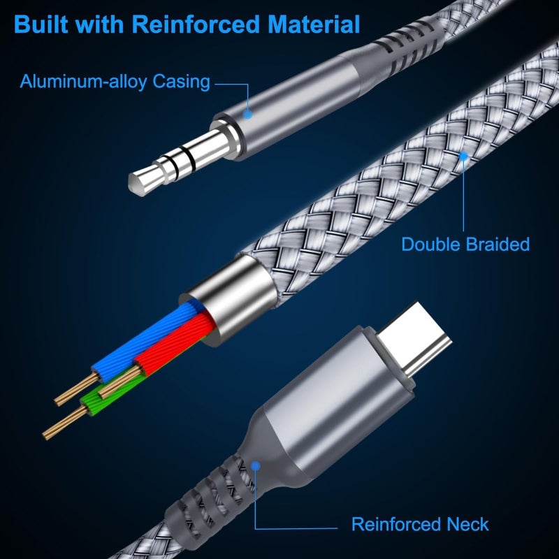 Elebase USB C Aux Cable 6FT,Type C to 3.5MM Jack Audio Adapter Auxiliary Cord for Car,Gooel Pixel 9 8,Apple iPhone 15 16 Pro Max Plus,iPad 10 10th,Mini 6 7,Air 4 5 Generation,Samsung Galaxy S25,S24 - Image 3