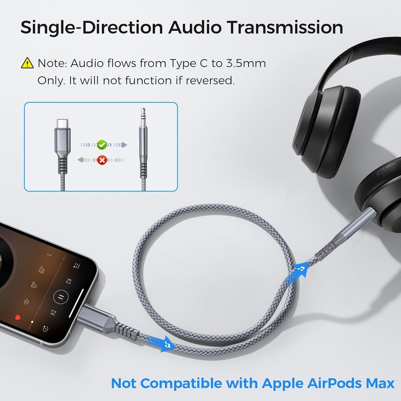 Elebase USB C Aux Cable 6FT,Type C to 3.5MM Jack Audio Adapter Auxiliary Cord for Car,Gooel Pixel 9 8,Apple iPhone 15 16 Pro Max Plus,iPad 10 10th,Mini 6 7,Air 4 5 Generation,Samsung Galaxy S25,S24 - Image 2