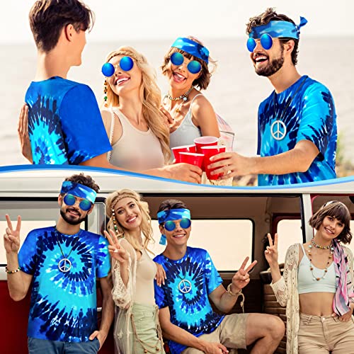Berlune 4 Pcs 60s 70s Hippie Outfits for Men Hippie Costume Tie Dye T Shirts Disco Outfit Halloween Costume (Stylish Style,X-Large) - Image 4
