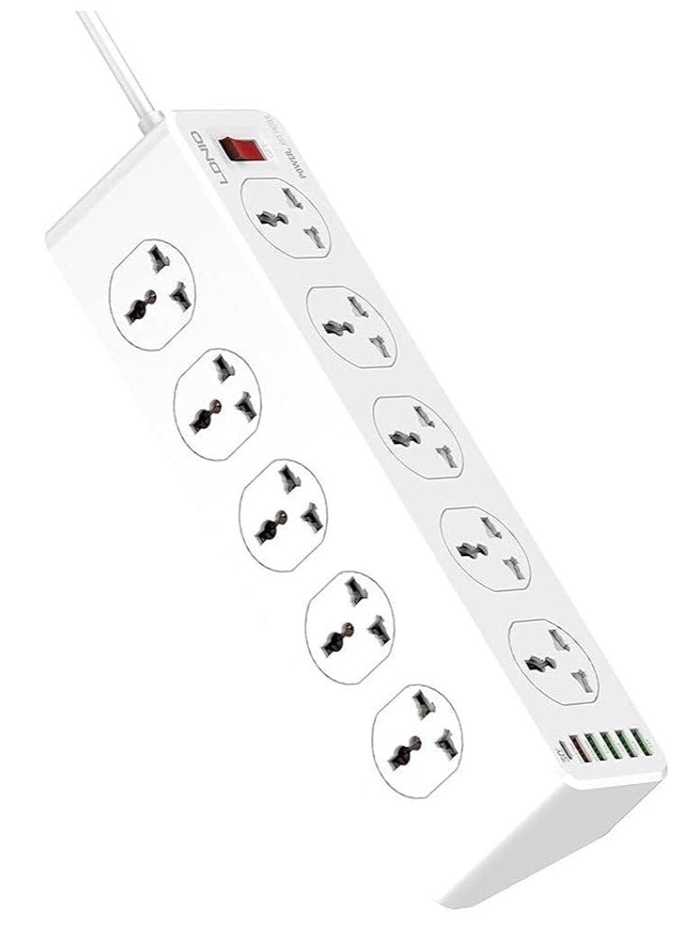 LDNIO Power Strip with 10-Outlet Surge Protector Power Sockets 6 USB Ports 32W PD+QC Fast Charging Adapter Sockets 2-meter  - Image 1