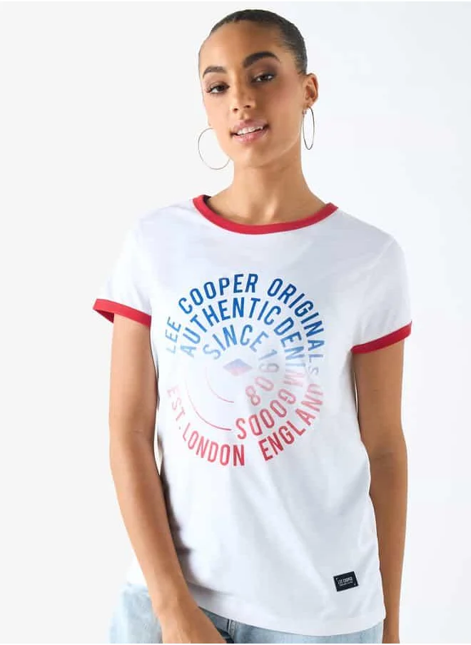 Lee Cooper Lee Cooper Graphic Print Crew Neck T-shirt with Short Sleeves